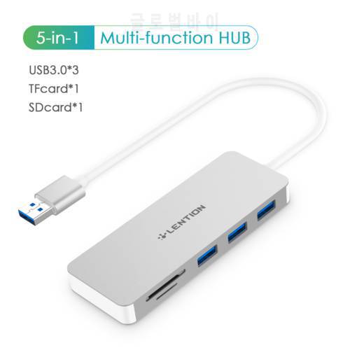 3-Port USB 3.0 Type A Hub with SD/Micro SD Card Reader for Micro/SDXC/SDHC/SD/UHS-I Cards, Multiport Adapter for Xiaomi Dell HP