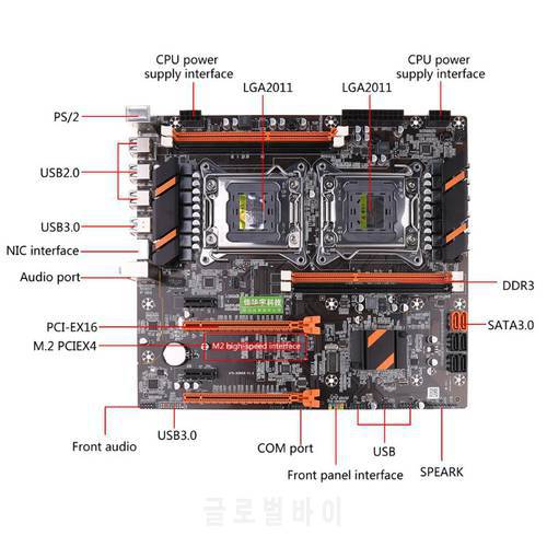 X79 Dual CPU LGA2011 Motherboard E5 4*DDR3 DIMM Desktop Computer Mainboard M.2