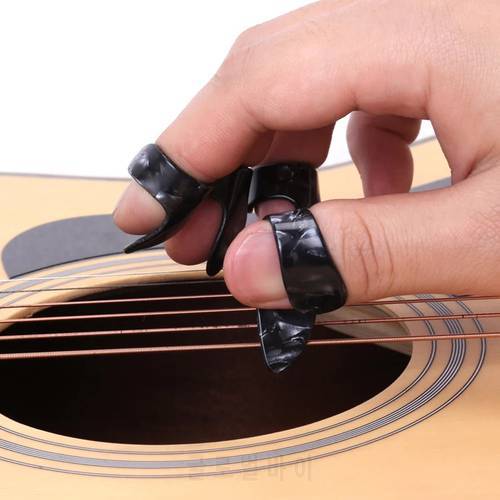 4 pcs/set 1 Thumb + 3 Finger Guitar Picks Celluloid Fingerpicks Guitar Plectrum Sheath For Acoustic Electric