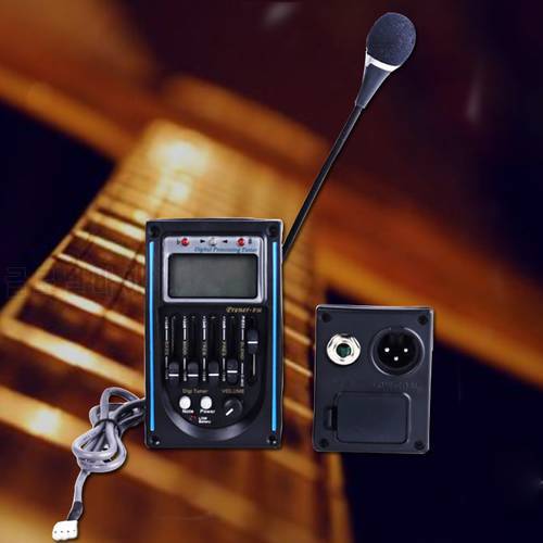 LC-5 5 Band Acoustic Guitar Preamp EQ Equalizer Pickup Tuner System with Micro Phone Pickup for Acoustic Guitar LC-4 Battery Box