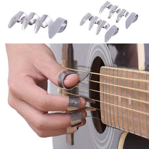 1 Thumb with 3 Finger Guitar Picks Metal Nail Picks Open Design for Banjo Ukulele Guitar Guitar Playing Accessory Beginner