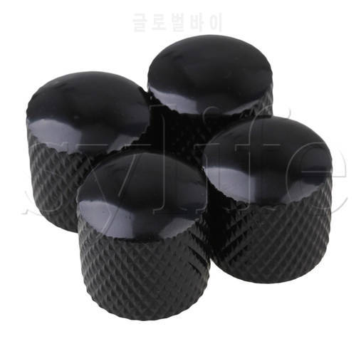 4pcs Black Plated Metal Electric Guitar Bass Dome Tone Knobs