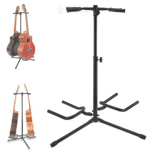 Double Holders Aluminum Alloy Floor Guitar Stand with Stable Tripod for Display 2pcs Acoustic Electric Guitar Bass guitar stand
