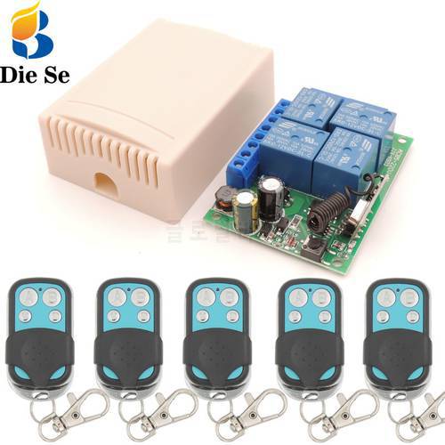 Remote Control 433Mhz 220V 4CH 10A rf Switch Relay Receiver and Transmitter for Garage Remote Control and Remote Light Switch