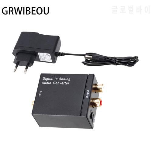 Grwibeou DAC Adapter Digital to Analog Audio Converter Optical Fiber Toslink Coaxial Signal to RCA R/L Audio Decoder Amplifier