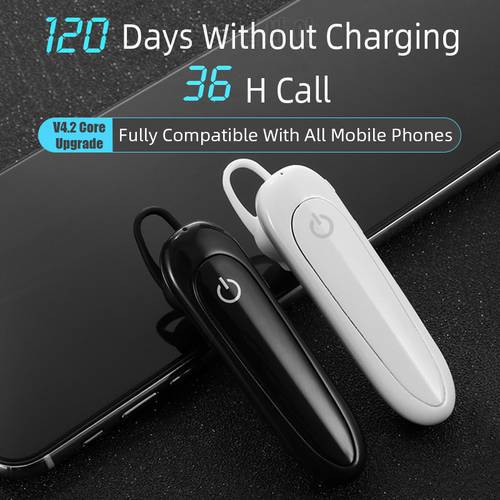 M&J Bluetooth Wireless Earphones Single-Ear, Hands Free Business Bluetooth Headset 24 Hours Playing Time for Business/Driving
