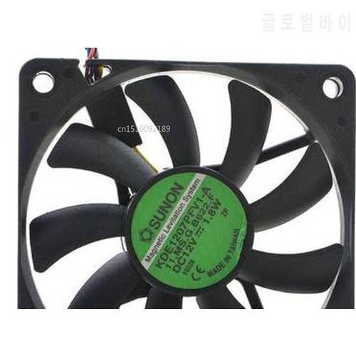 Original KDE1207PFV1-A Computer Blower Axial DC 12V 1.8W 70x70x10mm 4 Wires Cooling Fan