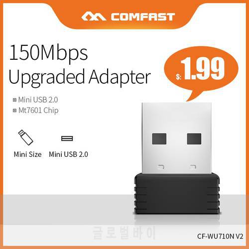 COMFAST CF-WU710N Mini External Wireless PC Computer Network Card 150Mbps 2.4G Wifi Dongle Antenna Support Windows for Desktop