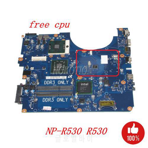 NOKOTION Main board For Samsung NP-R530 R530 Laptop motherboard DDR3 GL40 BA92-06336A BA92-06336B Free CPU