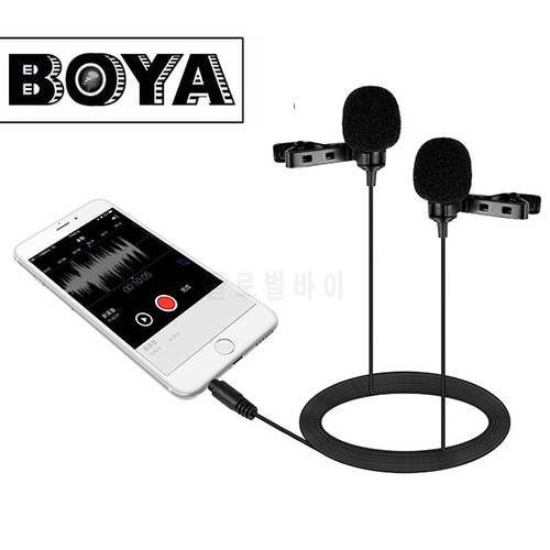 BOYA BY-LM400 Clip-on Dual Omnidirectional Lavalier Mic for Recording Interviews for iPhone Ipad and most of Android Devices.