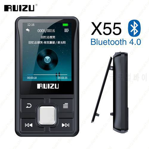 RUIZU X55 Clip Sport Bluetooth MP3 Player 8GB Mini with Screen Support TF Card,FM,Recording,E-Book,Clock,Pedometer Music Player