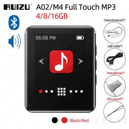 RUIZU M4 Touch Screen MP3 Player With Bluetooth Portable Music Player Support Speaker FM Radio E-Book Recorder Pedometer Video