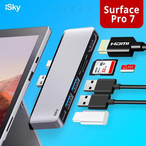 iSky for Microsoft Surface Pro7 7+ Hub Adapter Pro 7 Docking Station HDMI-compatible USB3.0 USB-C SD TF Hub Surface Pro 7 SP7