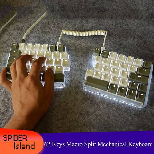 62 Keys Macro Split Mechanical Keyboard DIY Custom Programmable LED Background Electric Contest Games PC Laptop MAC WIN7 8 10