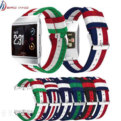 Sport Nylon Straps for Fitbit Ionic Smart watch Bracelet Band Replacement Accessories wristband with Stainless Steel buckle