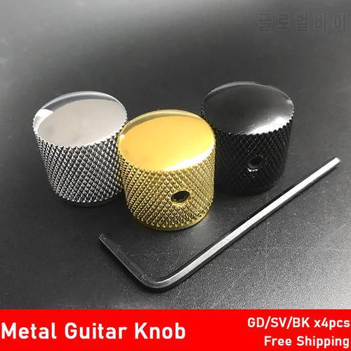 4pcs Metal Dome Tone Tunning Knob with Hexagon Screws Lock Volume Control Buttons for Electric Guitar Bass Black/Chrome/Gold