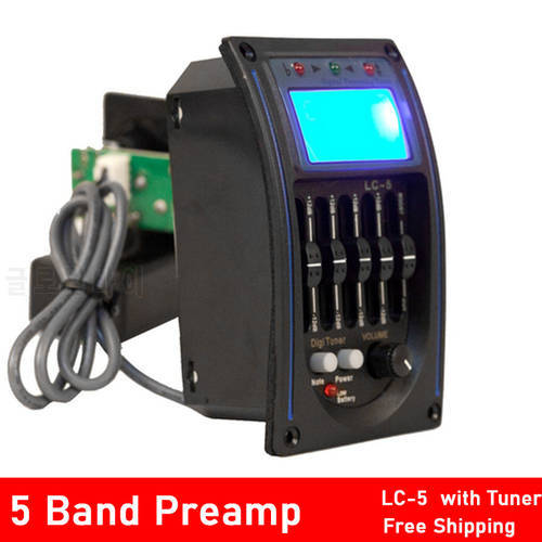 LC-5 5 Bands Acoustic Guitar Pickup EQ Preamp LCD Tuner Piezo Pickup Equalizer System