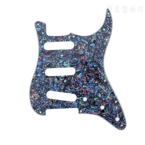 Musiclily SSS 11 Hole Strat Guitar Pickguard for Fender USA/Mexican Made Standard Stratocaster Style, 4Ply Abalone Shell