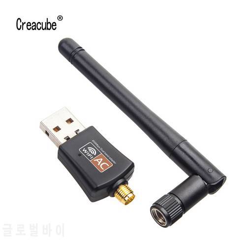 Creacube 600M Wireless USB WiFi Adapter Network Card Wifi Receiver 2.4 G 5G Dual Band Antennas Computer Network LAN Card For PC