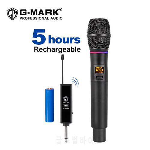 Wireless Microphone G-MARK X180 UHF Dynamic Karaoke Handheld Flash Match For Outdoor Church Party Home Show Meeting Stage