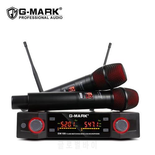 Wireless Microphon G-MARK EW100 Professional UHF Karaoke Handheld Mic Frequency Adjustable 50M For Party Show Stage Wedding