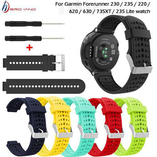 Silicone Replacement Watch Band for Garmin Forerunner 230 / 235 / 220 / 620 / 630 / 735XT watch Outdoor Sport Watch Bracelet