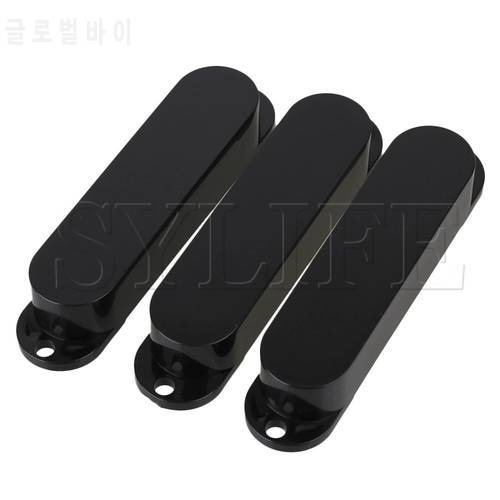 3x Plastic Black Closed Shell Electric Guitar Single Coil Pickup Covers 82mm