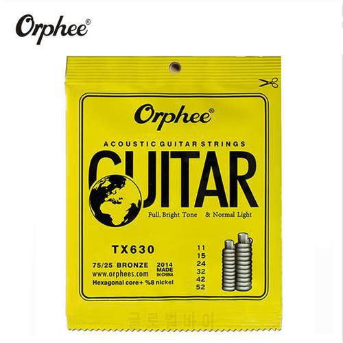 Orphee TX 011-052 Acoustic Guitar Strings Hexagonal Core+8% Nickel Bronze Bright Tone Extra Light Musical Instrument Accessories