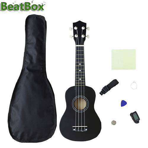 21 inch Ukulele For Beginners Uke Hawaii Bass Guitar Start Pack with Gig bag + Tuner + Pick + Strap + Cleaning Cloth Set
