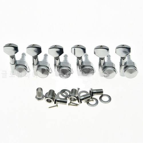 6pcs Chrome Right 6 Inline Locking Guitar Tuners Tuning Keys Pegs Machine Heads Threaded Bushings for 10mm Tuner Holes accessory