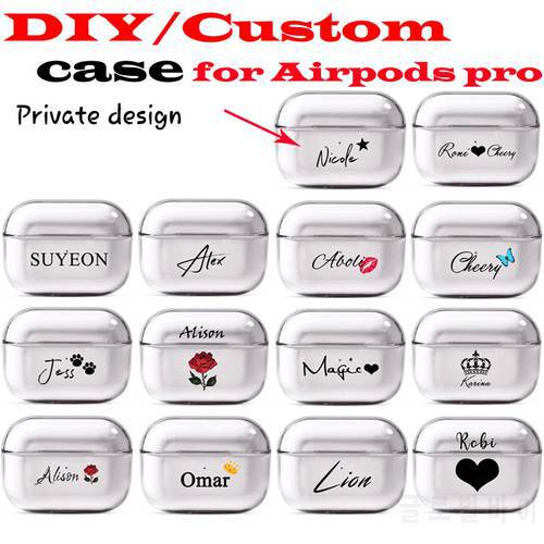 Custom name logo image Hard Plastic Case For airpods pro case for Bluetooth Wireless Airpodpro Cover DIY Customized Photo Letter