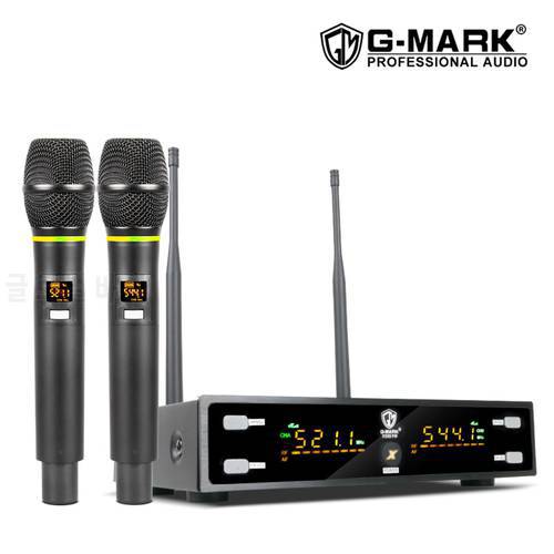 Wireless Microphone G-MARK X320FM Professional Karaoke Mic Frequency Adjustable Metal Body 80M For Stage Chruch Party Wedding