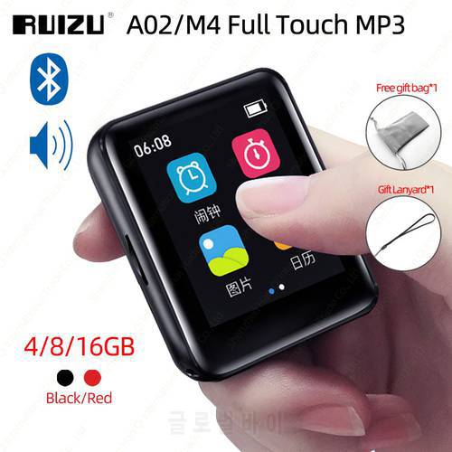 RUIZU A02 M4 Full Touch Screen Bluetooth 4.0 MP3 Player Portable Music Player with Speaker FM EBook Video Recorder Pedometer