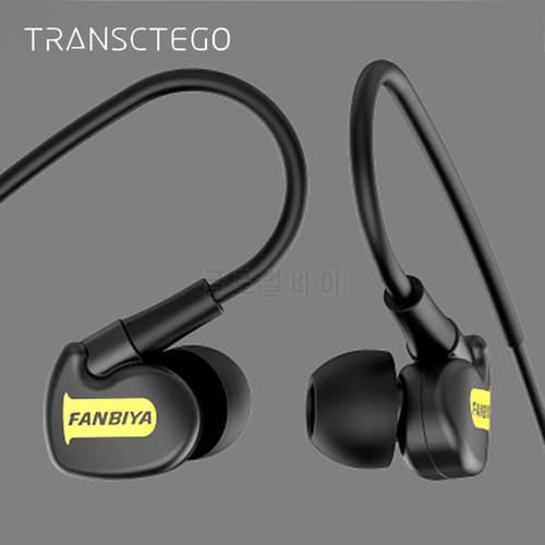 TRANSCTEGO sport wired Earphone running headphones sports universal wired earphones with mic 3.5mm jack standard stereo headset