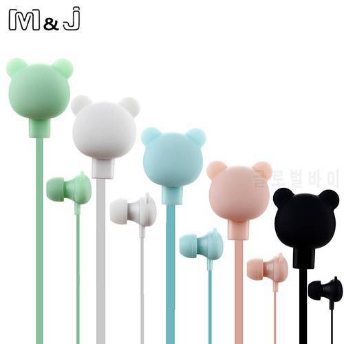 M&J Colorful Cartoon Cute Earphone Studio with Mic Button Remote Bear Earphone for iPhone Samsung Huawei xiaomi Birthday Gift