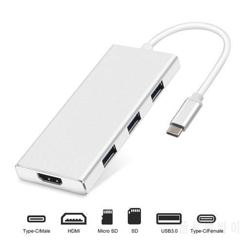 USB Type C HUB USB-C to HDMI 4K USB 3.0 With HDMI 4K SD TF Card Reader Type-C Adapter for Macbook Air Pro 2018 Thunderbolt 3
