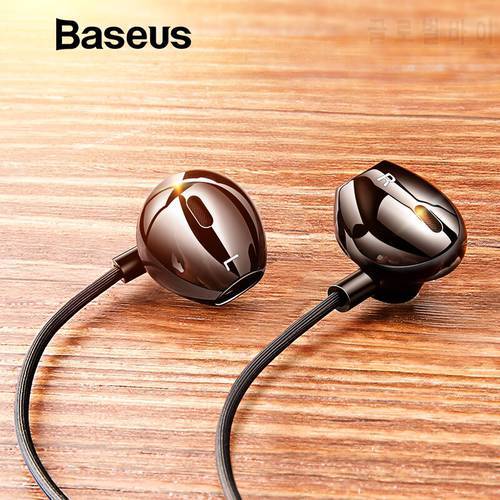 Baseus Wired Earphones Bass Stereo Earbuds Earphone with Mic Sport Headset 3.5mm Jack for iPhone Samsung In-ear Wired Earphone