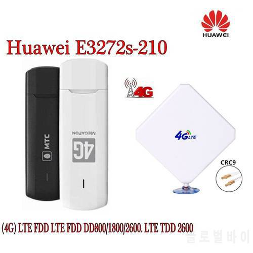 Unlocked huawei e3272s-210 LTE USB Stick Fdd 800/1800/2600 TDD 2600 MODEM+4G CRC9 35DBI Antenna