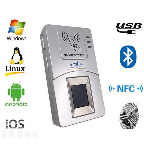 FBI PIV 508 PPI BT Wireless Fingerprint Reader Live Capacitive Scanner FAP10 256*360 NFC Card Reader for IOS Win Android Linux