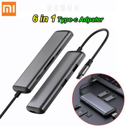 100% Youpin Hagibis 6 in 1 Type-c to HDMI USB 3.0 TF SD Card Reader PD Charging Adapter HUB for iPhone Mobile Phone PC