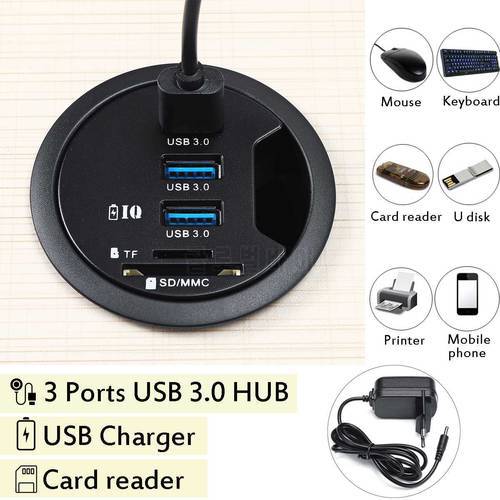 Universal In Desk 3-Port USB 3.0 HUB Adapter Charger with SD Card Reader PC Accessories Mount for Tablet/Smart Phones USB Hubs