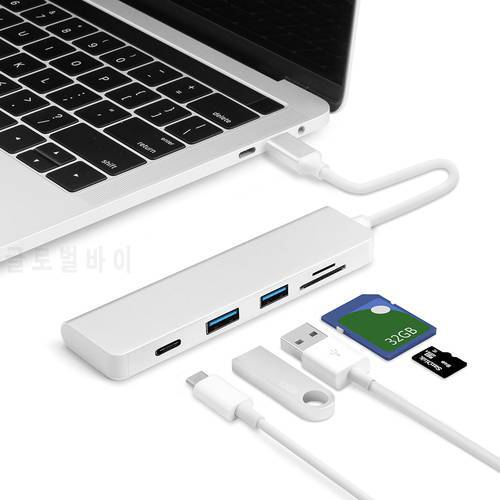USB-C HUB to 2 USB 3.0 Hub Data Type-c Hubs SD TF Card Reader USB-C Charging Multiport Cable for Macbook Pro 13 15 16 inch 2019