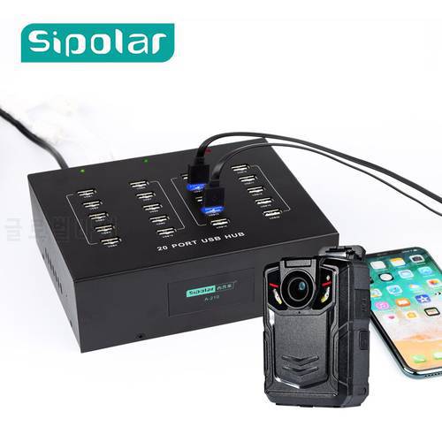 Sipolar A-210P High quality 5V22A USB 2.0 hub 20 port with power adapter for Huawei E220 3G modem police body camera