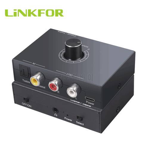 LiNKFOR Optical to RCA DAC Converter Support 192KHz/24bit Converts Coaxial Digital PCM Audio Signals to Analog L/R Audio 3.5mm