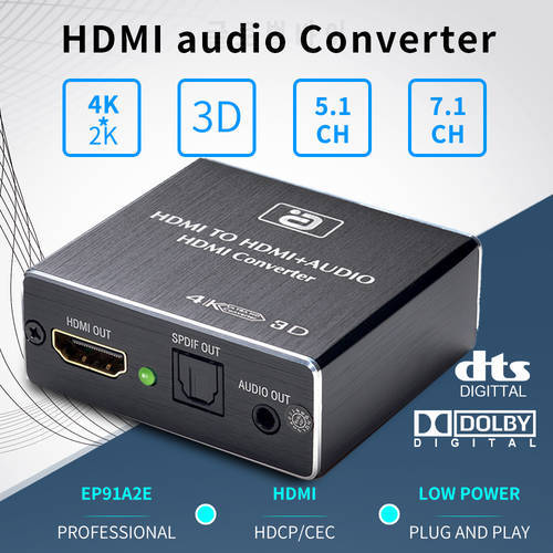 Audio extractor HDCP CEC Optical TOSLINK SPDIF RCA Audio Converter 4K 2K 3D HDMI-compatible Splitter Adapter HD360