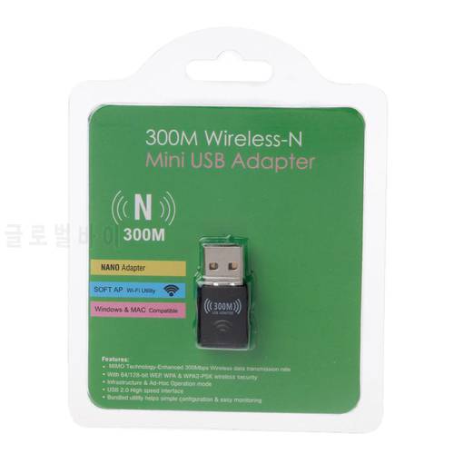 Mini 300Mbps USB RTL8192 Wifi Dongle WiFi Adapter Wireless Receiver Network Card Antenna 802.11 n/g/b wi fi LAN Adapter For Desk