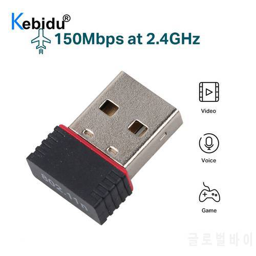 Kebidu 150Mbps External Network Card Wifi LAN Adapter USB Wireless Receiver Dongle Realtek RTL8188 For PC Laptop Win 7 8