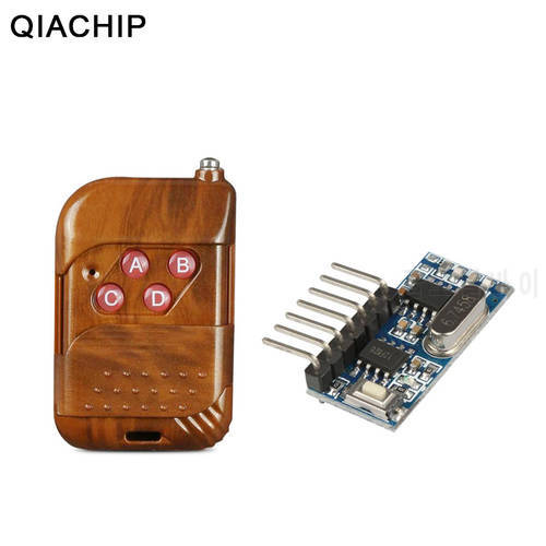 QIACHIP 433mhz RF Relay Receiver Module Wireless 4 CH Output With Learning Button and 433 Mhz RF Remote Controls Transmitter Diy