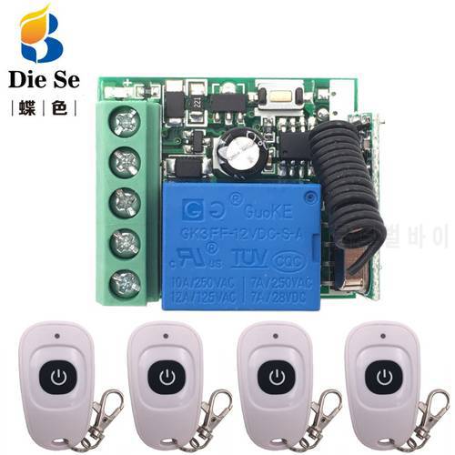 433MHz Wireless Remote Control DC 12V 10A 1CH rf Relay Receiver and Transmitter for Electric curtain and garage door Control