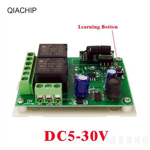 QIACHIP 6V 12V 24V Wireless Remote control Switch 2CH Relay Module Receiver EV1527 RF Transmitter 433Mhz Remote Controls motor
